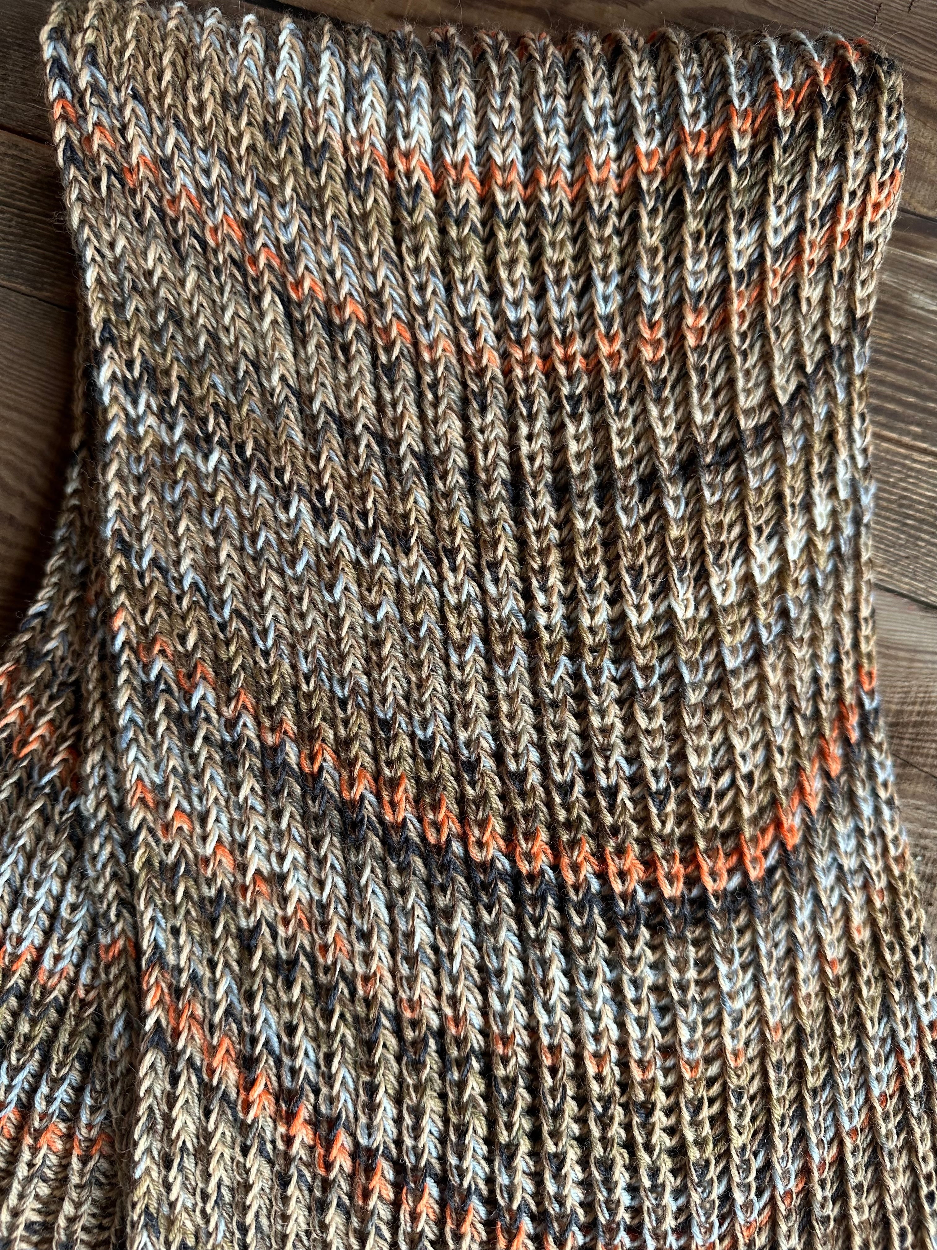 Colorful Handmade Knit Alpaca & Merino Wool Scarf, Fishermans Rib Neckwear, Unique Gift for Cozy Winter Outfits and Fashion Lovers
