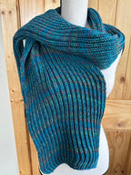 Colorful Handmade Knit Alpaca & Merino Wool Scarf, Fishermans Rib Neckwear, Unique Gift for Cozy Winter Outfits and Fashion Lovers
