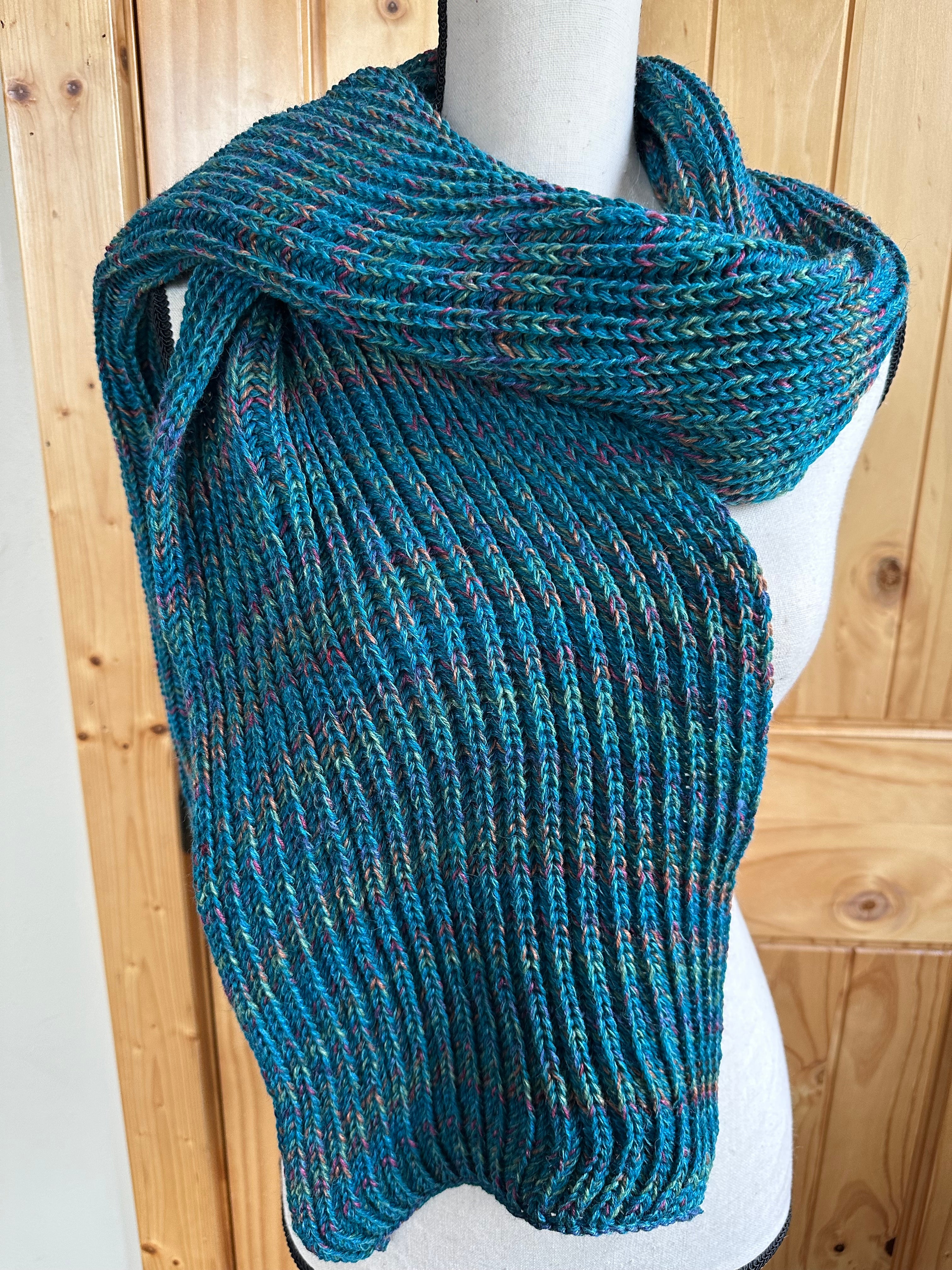 Colorful Handmade Knit Alpaca & Merino Wool Scarf, Fishermans Rib Neckwear, Unique Gift for Cozy Winter Outfits and Fashion Lovers