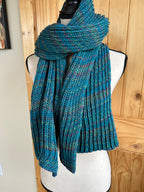 Colorful Handmade Knit Alpaca & Merino Wool Scarf, Fishermans Rib Neckwear, Unique Gift for Cozy Winter Outfits and Fashion Lovers