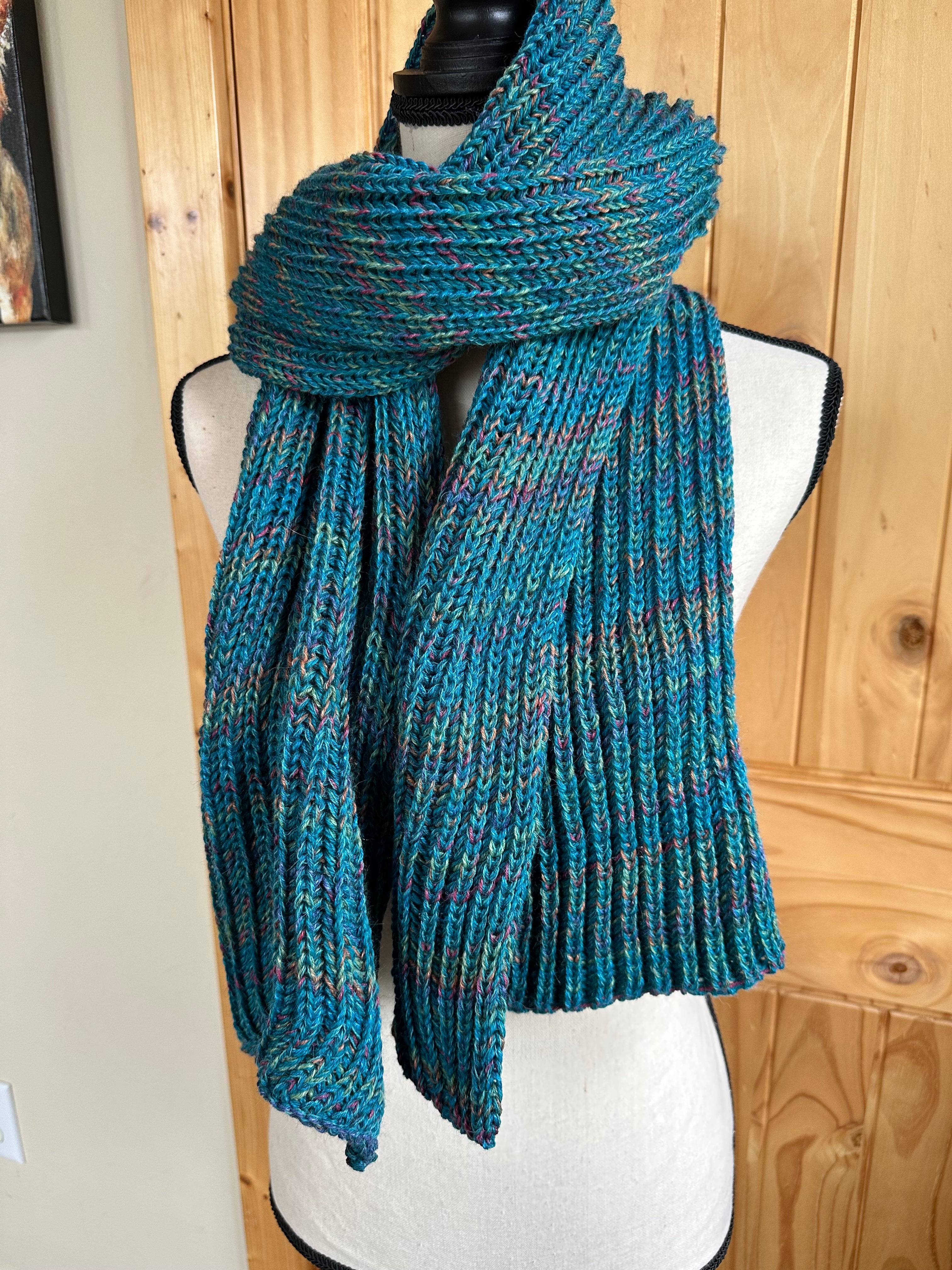 Colorful Handmade Knit Alpaca & Merino Wool Scarf, Fishermans Rib Neckwear, Unique Gift for Cozy Winter Outfits and Fashion Lovers