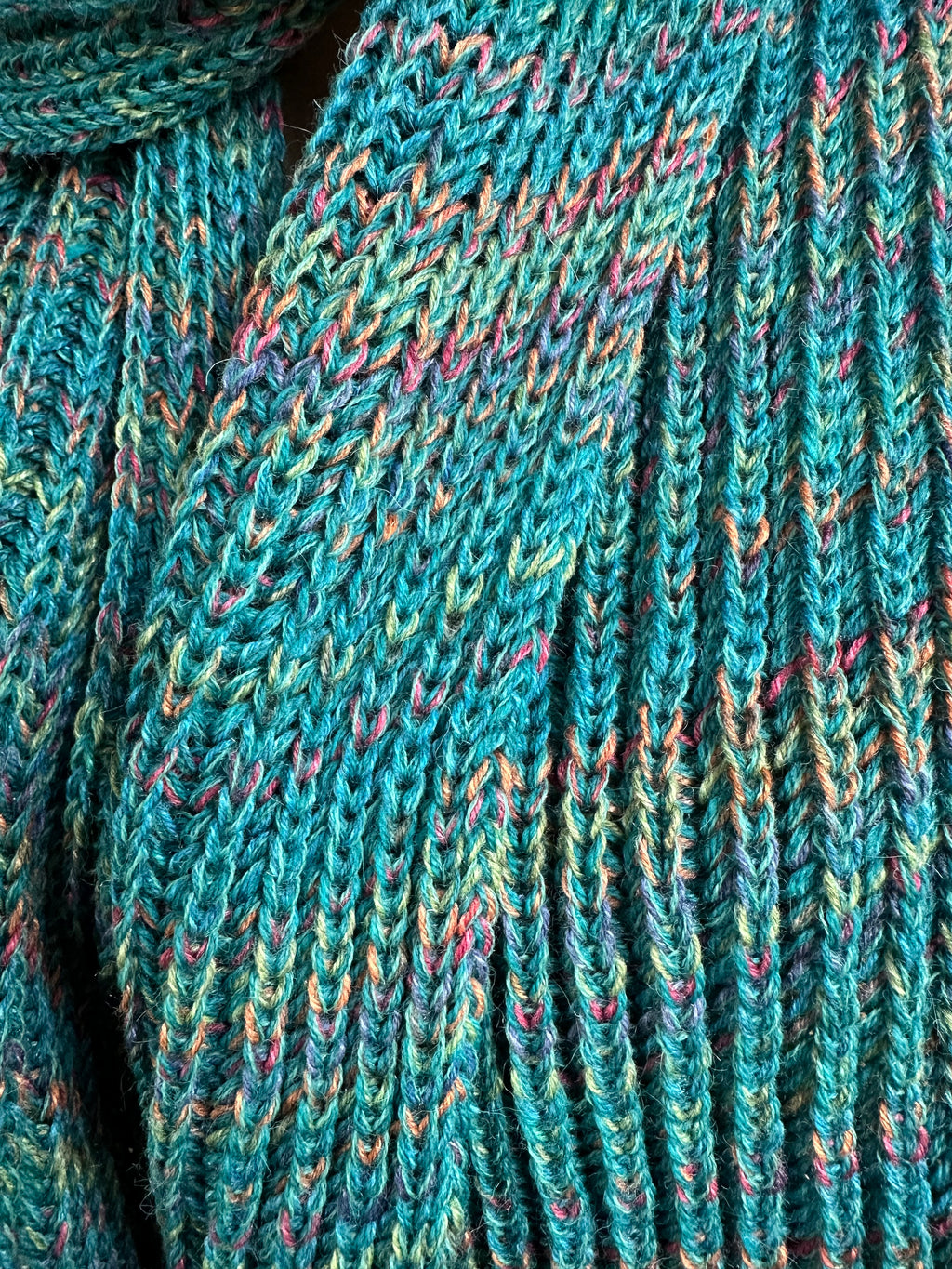 Colorful Handmade Knit Alpaca & Merino Wool Scarf, Fishermans Rib Neckwear, Unique Gift for Cozy Winter Outfits and Fashion Lovers