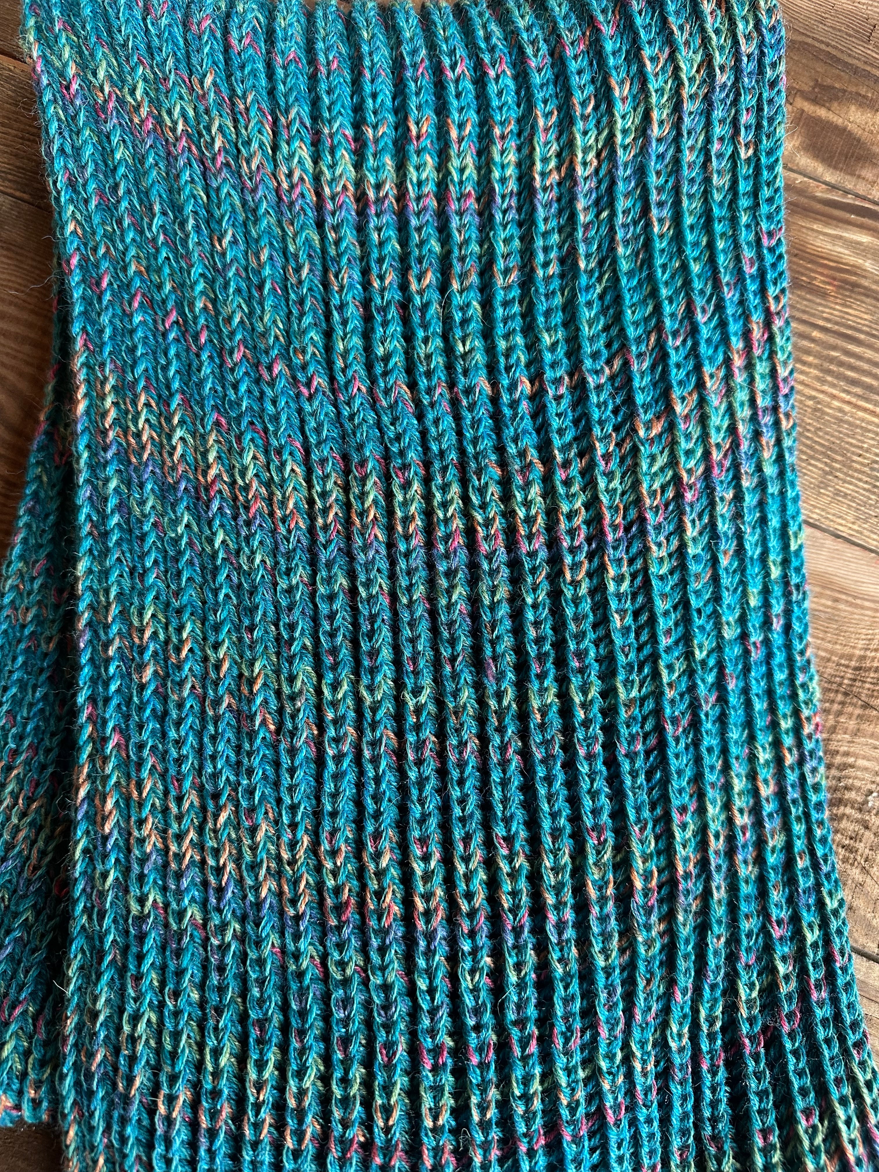 Colorful Handmade Knit Alpaca & Merino Wool Scarf, Fishermans Rib Neckwear, Unique Gift for Cozy Winter Outfits and Fashion Lovers