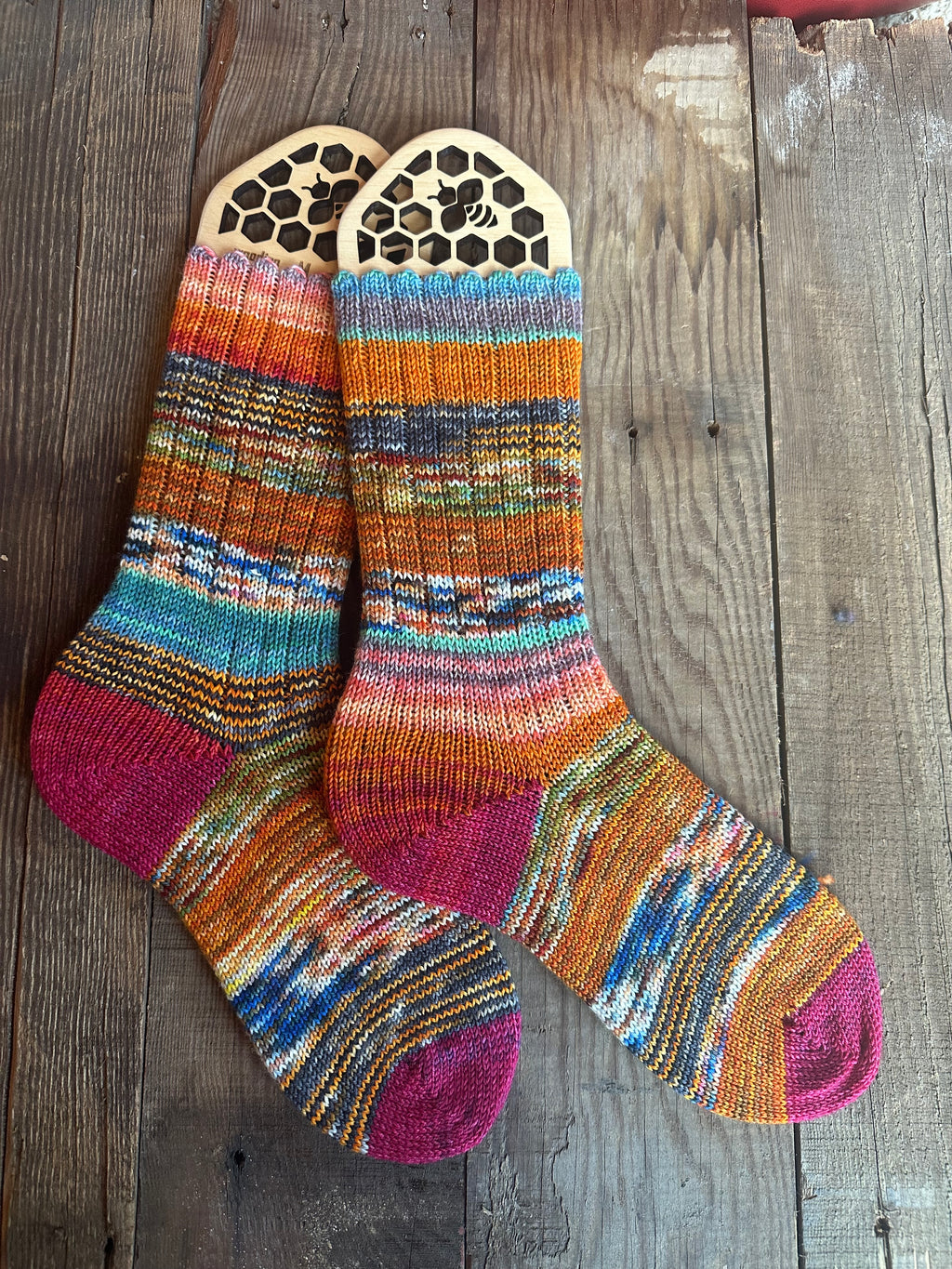 Whimsical Scrappy Handmade Wool Socks - Soft, Warm & Colorful Winter Socks for Women