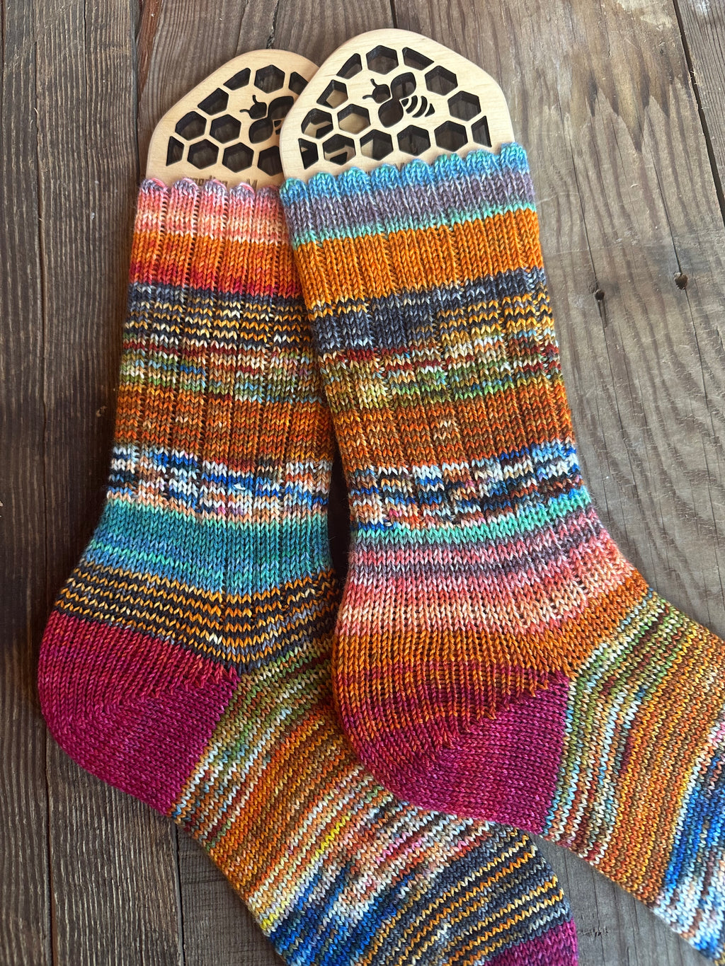 Whimsical Scrappy Handmade Wool Socks - Soft, Warm & Colorful Winter Socks for Women