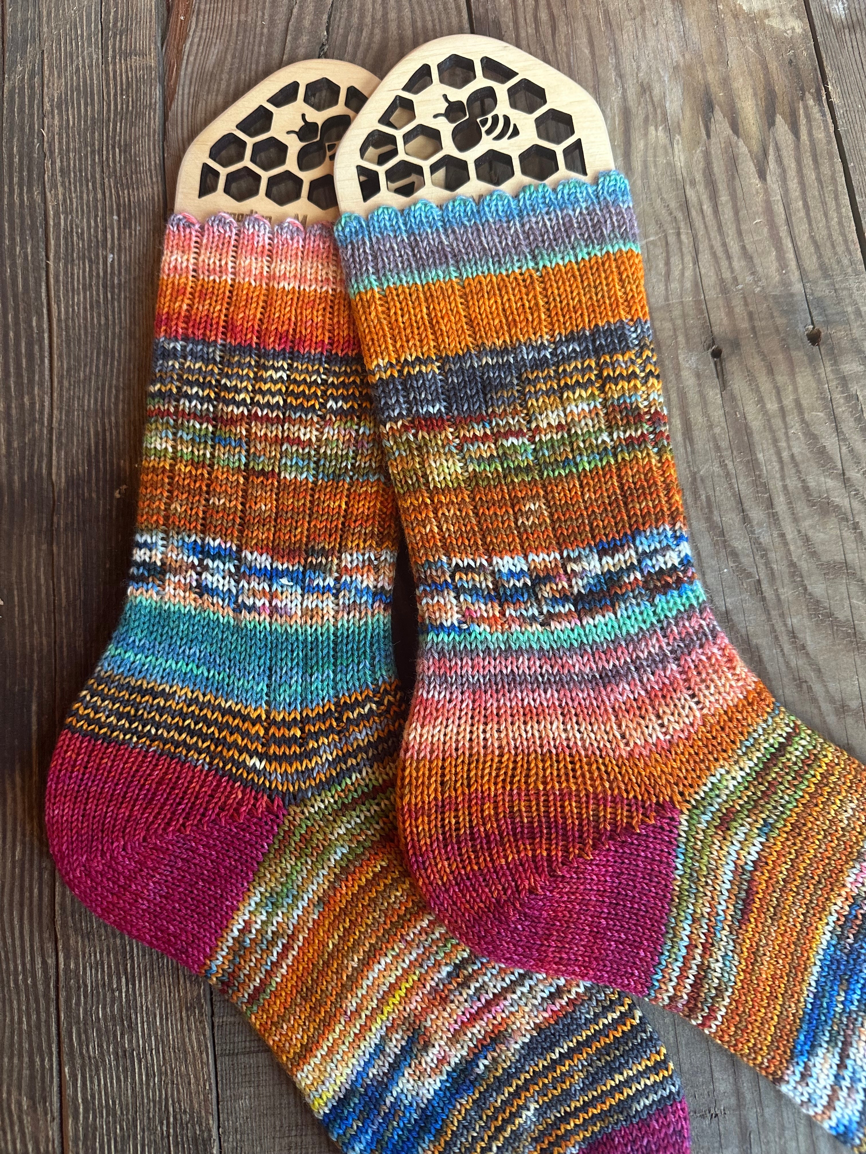Whimsical Scrappy Handmade Wool Socks - Soft, Warm & Colorful Winter Socks for Women