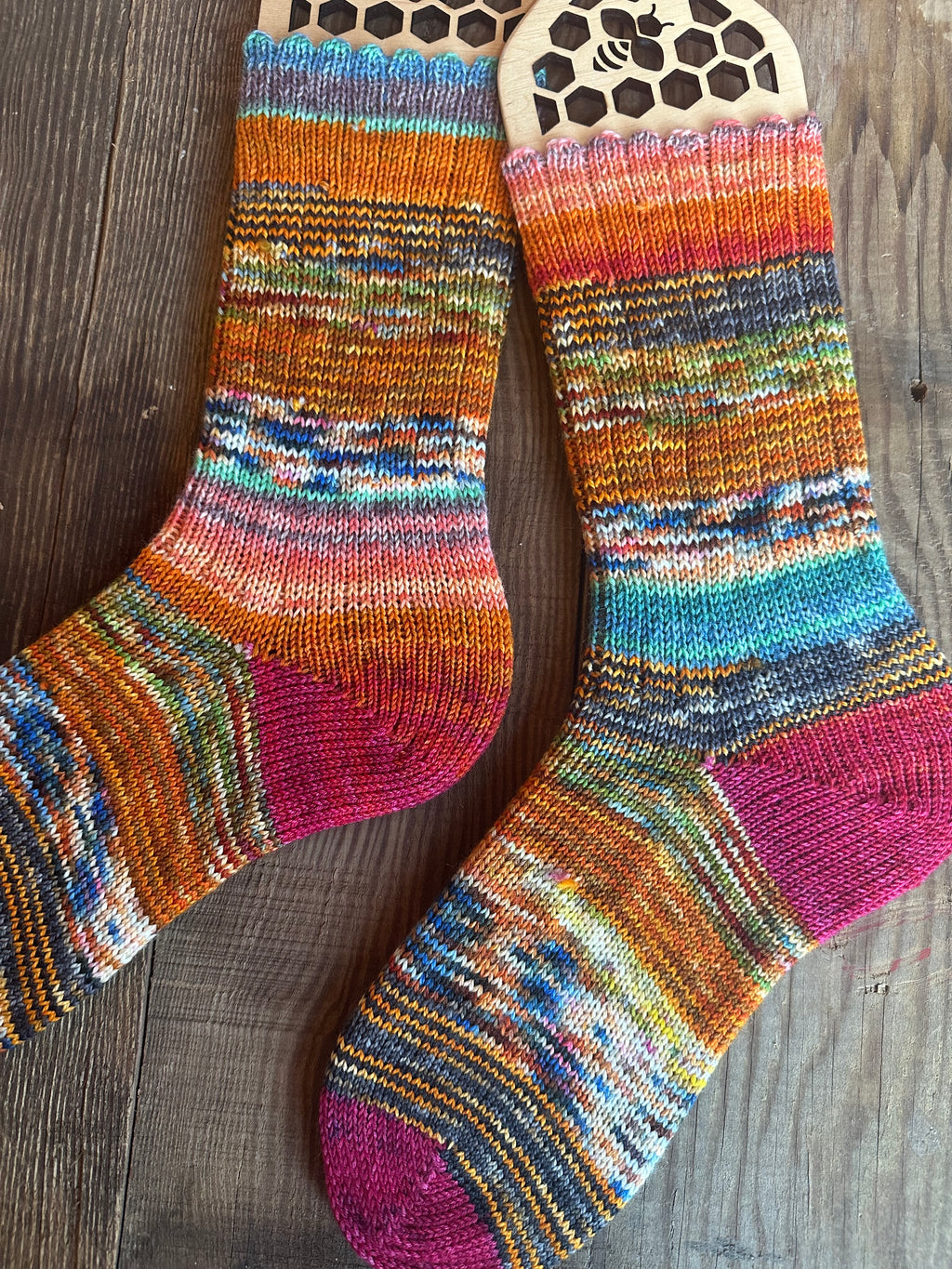 Whimsical Scrappy Handmade Wool Socks - Soft, Warm & Colorful Winter Socks for Women