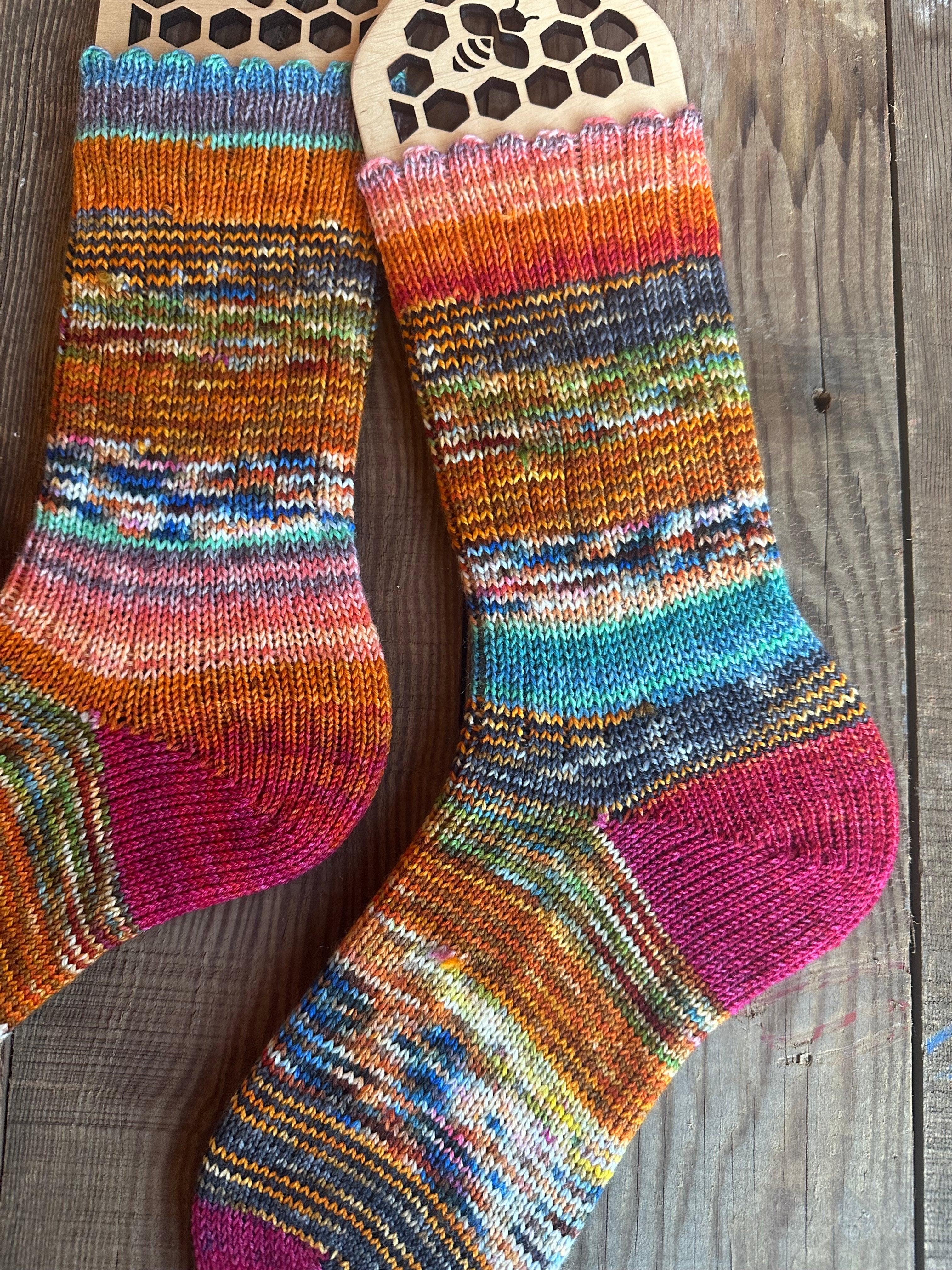 Whimsical Scrappy Handmade Wool Socks - Soft, Warm & Colorful Winter Socks for Women