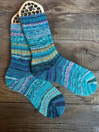 Scrappy One of a Kind Hand-Knitted Socks,  Hand-Knitted Merino Wool Socks - Size Large