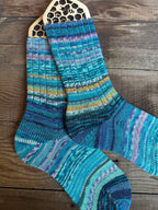 Scrappy One of a Kind Hand-Knitted Socks,  Hand-Knitted Merino Wool Socks - Size Large