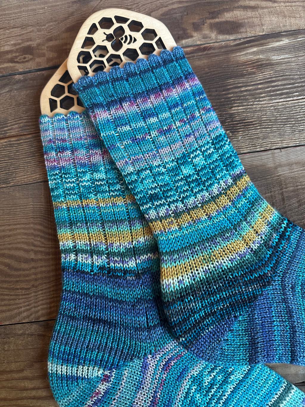 Scrappy One of a Kind Hand-Knitted Socks,  Hand-Knitted Merino Wool Socks - Size Large