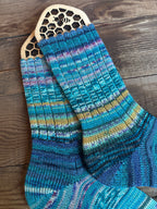 Scrappy One of a Kind Hand-Knitted Socks,  Hand-Knitted Merino Wool Socks - Size Large