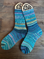 Scrappy One of a Kind Hand-Knitted Socks,  Hand-Knitted Merino Wool Socks - Size Large