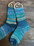 Scrappy One of a Kind Hand-Knitted Socks,  Hand-Knitted Merino Wool Socks - Size Large