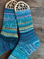 Scrappy One of a Kind Hand-Knitted Socks,  Hand-Knitted Merino Wool Socks - Size Large