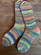 Scrappy One of a Kind Hand-Knitted Socks,  Hand-Knitted Merino Wool Socks - Size Large