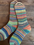 Scrappy One of a Kind Hand-Knitted Socks,  Hand-Knitted Merino Wool Socks - Size Large