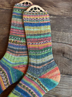 Scrappy One of a Kind Hand-Knitted Socks,  Hand-Knitted Merino Wool Socks - Size Large
