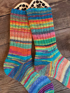 One of a Kind, Whimsical Scrappy Handmade Wool Socks - Soft, Warm & Colorful Winter Socks for Women