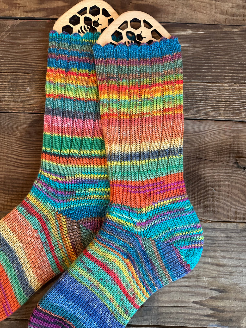 One of a Kind, Whimsical Scrappy Handmade Wool Socks - Soft, Warm & Colorful Winter Socks for Women