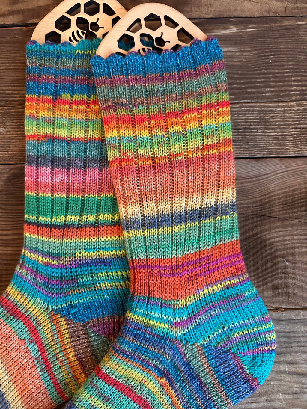 One of a Kind, Whimsical Scrappy Handmade Wool Socks - Soft, Warm & Colorful Winter Socks for Women