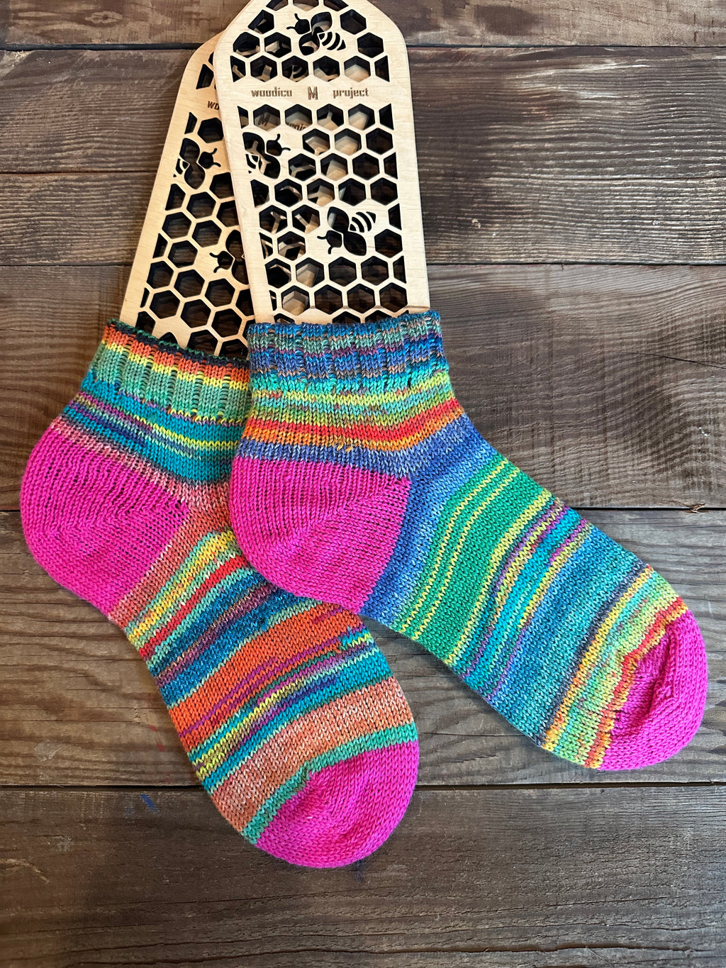 Whimsical Shortie Scrappy Handmade Wool Socks - Soft, Warm & Colorful Winter Socks for Women