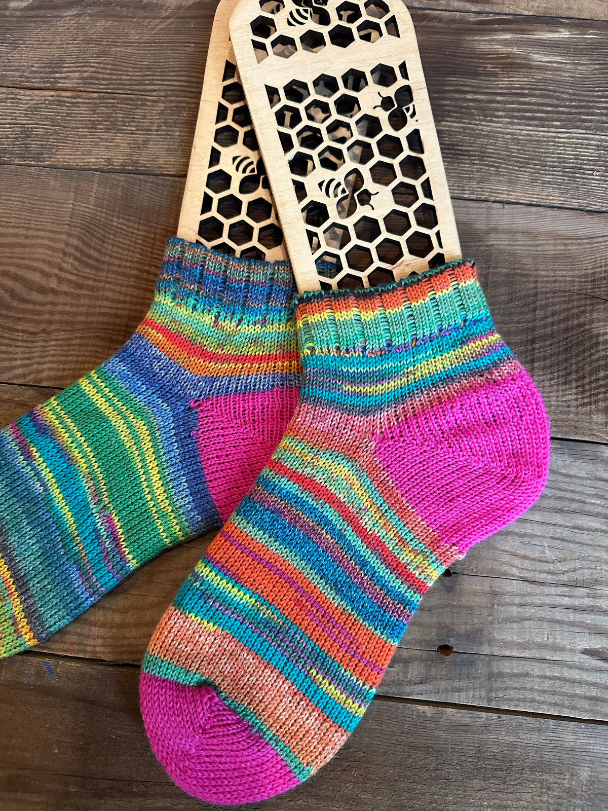 Whimsical Shortie Scrappy Handmade Wool Socks - Soft, Warm & Colorful Winter Socks for Women