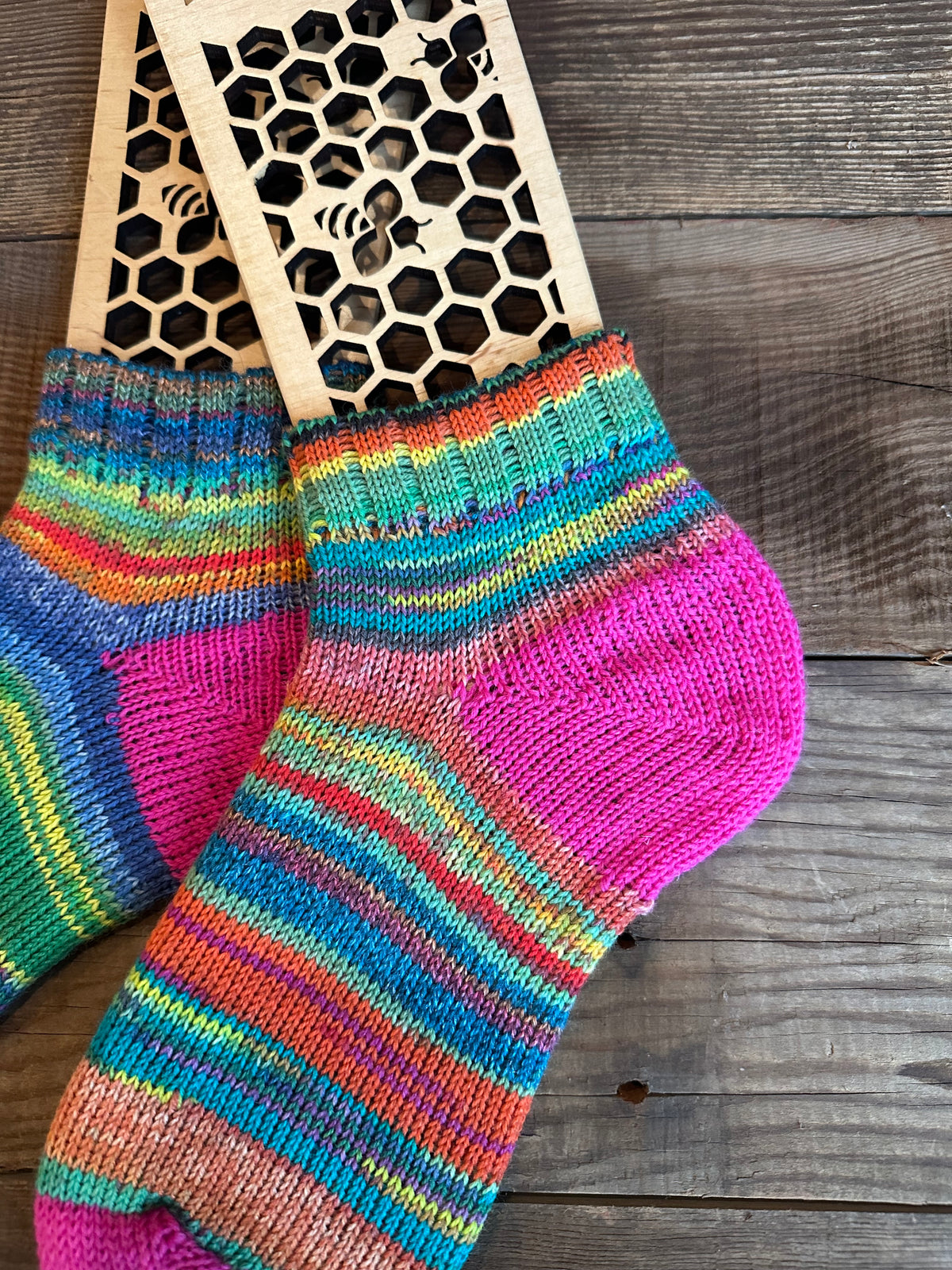 Whimsical Shortie Scrappy Handmade Wool Socks - Soft, Warm & Colorful Winter Socks for Women