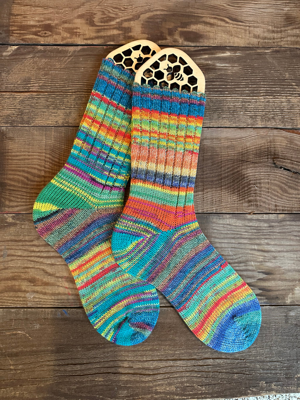 Colorful Whimsical Scrappy Handmade Wool Socks - Soft, Warm & Colorful Winter Socks for Women