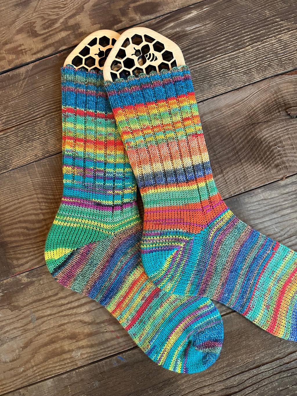 Colorful Whimsical Scrappy Handmade Wool Socks - Soft, Warm & Colorful Winter Socks for Women