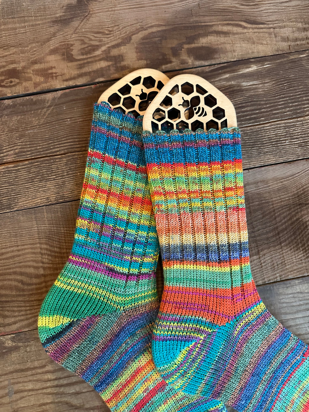Colorful Whimsical Scrappy Handmade Wool Socks - Soft, Warm & Colorful Winter Socks for Women