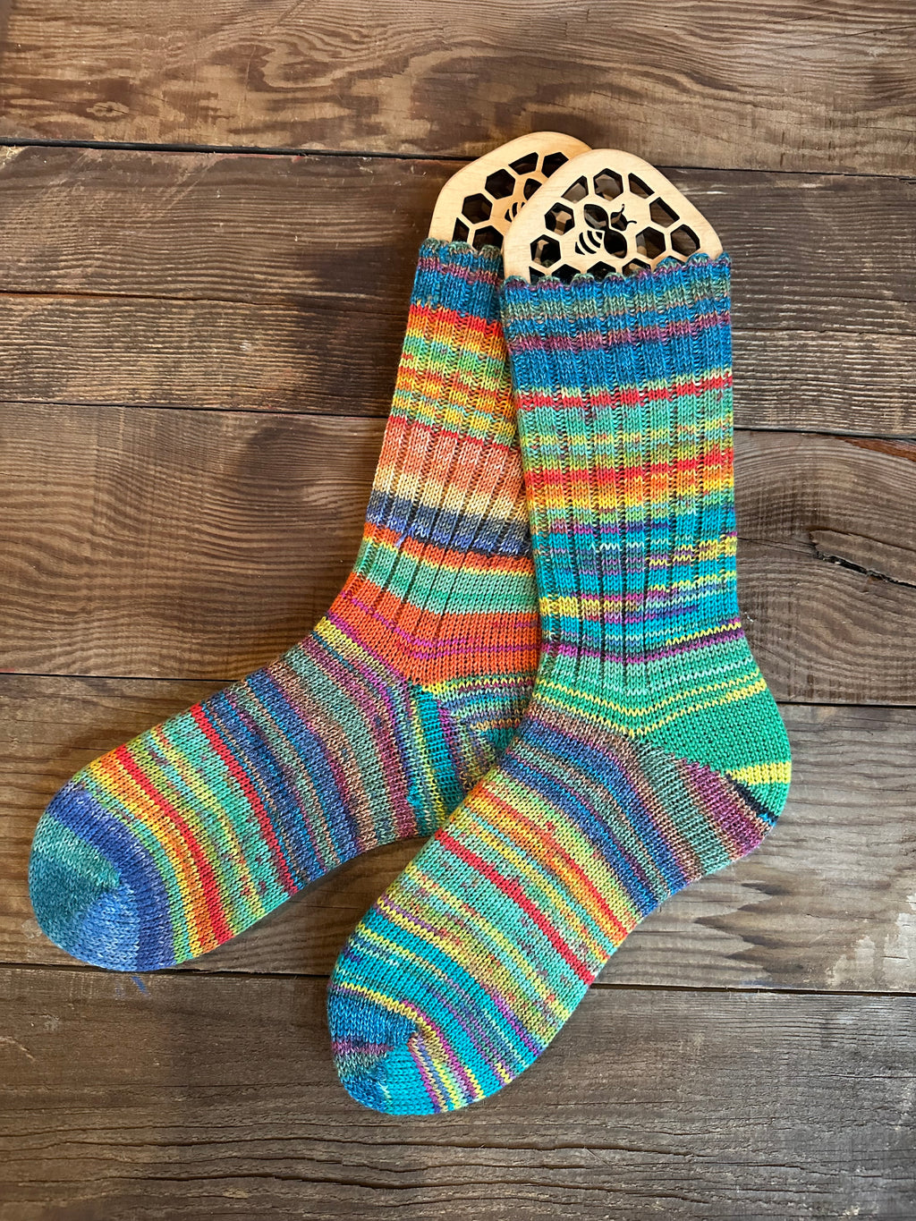 Colorful Whimsical Scrappy Handmade Wool Socks - Soft, Warm & Colorful Winter Socks for Women