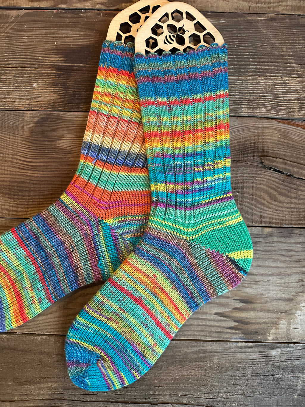Colorful Whimsical Scrappy Handmade Wool Socks - Soft, Warm & Colorful Winter Socks for Women