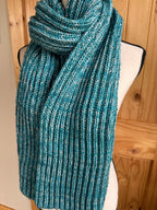 Vibrant Fishermans Rib Style, Handcrafted Accessories for Winter Warmth, Gift Idea, One of a Kind Knit Alpaca & Merino Wool Scarf,