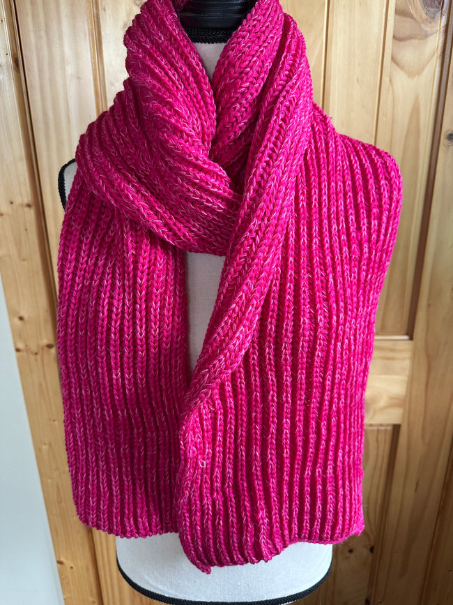 Handmade Chunky Knit Scarf, Fisherman’s Rib Merino Alpaca Wool, Cozy Cold Weather Wrap, Unique Winter Gift Hover Image