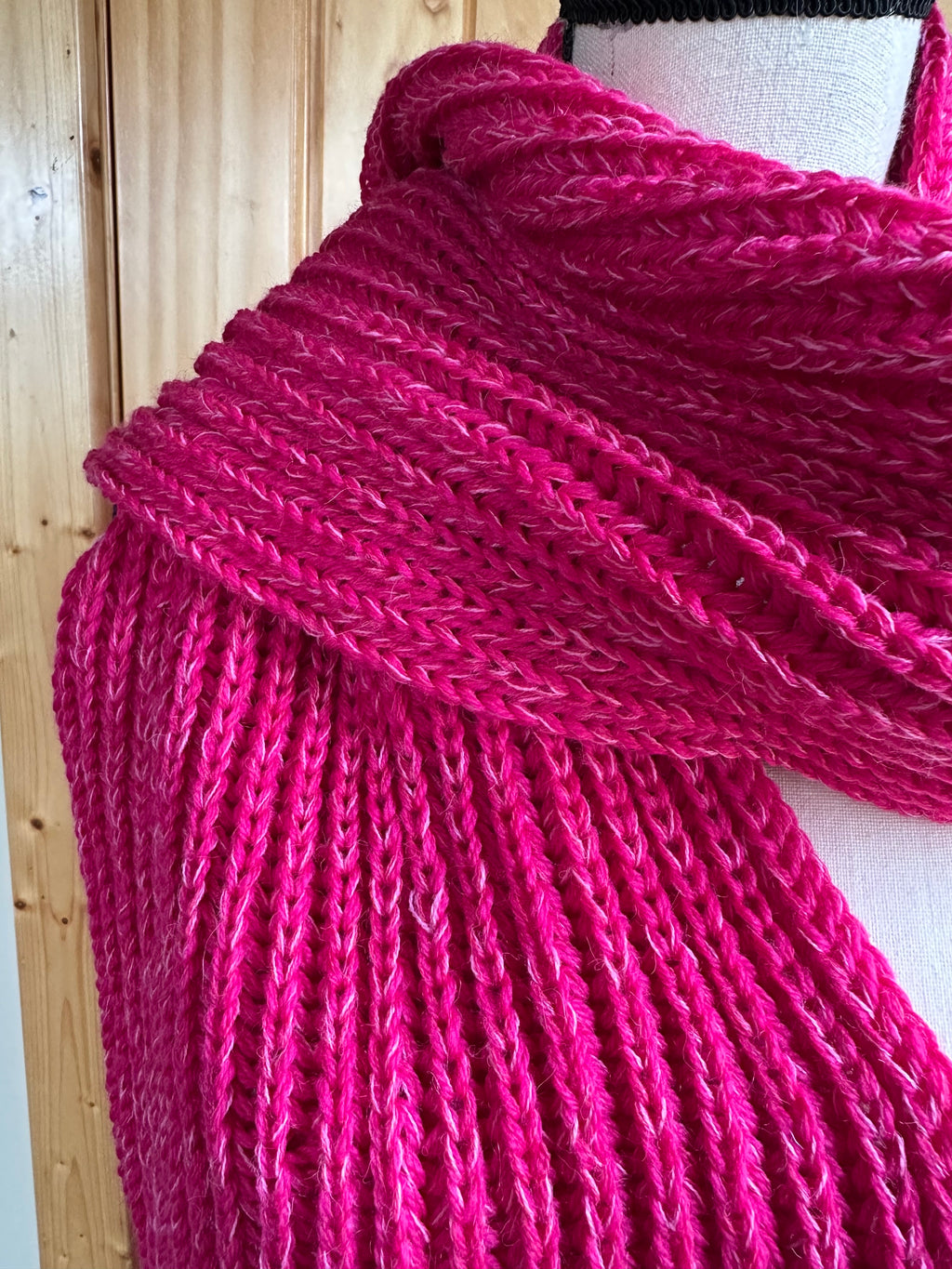 Handmade Chunky Knit Scarf, Fisherman’s Rib Merino Alpaca Wool, Cozy Cold Weather Wrap, Unique Winter Gift
