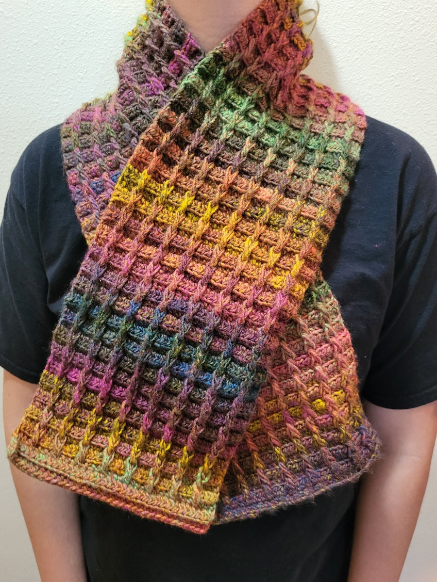 Handmade Multicolored Fairbrook Crochet Scarf, Stylish Scarf, Unique Winter Scarf
