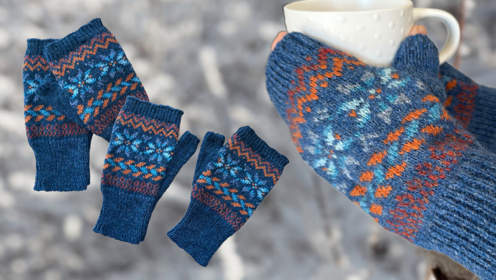 Fair Isle Fingerless Mitten Knitting Pattern, Intricate Colorwork Design, Digital Download, Designed for a Standard Gauge Knitting Machine