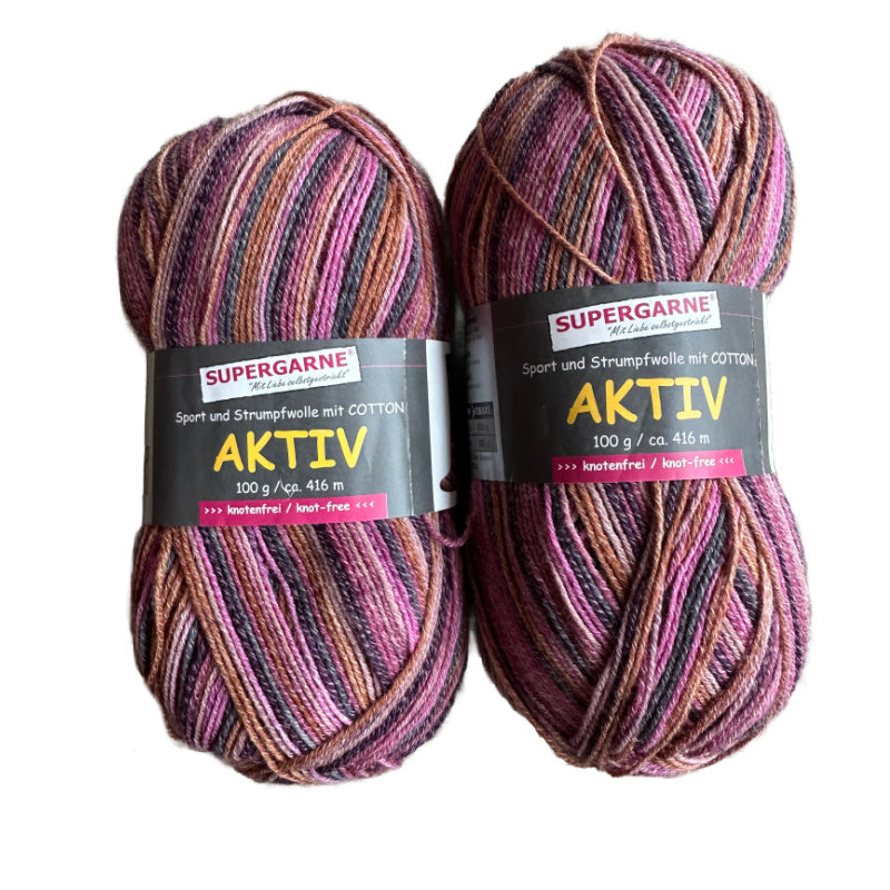 Aktiv Cotton/Wool Sock Yarn, 2 Skeins