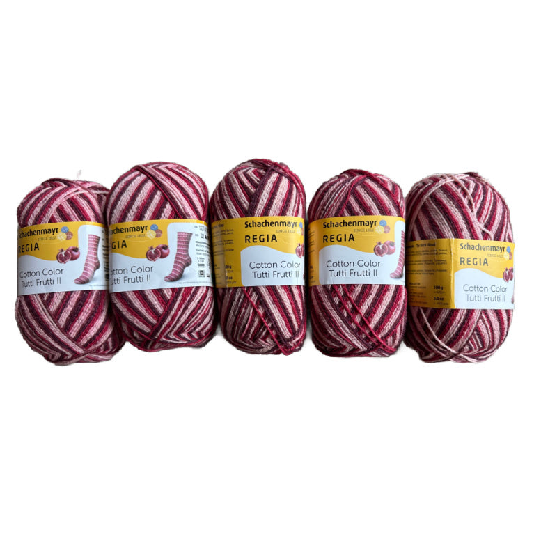 Regia Cotton Sock Yarn, Cotton ColorTutti Frutti II, 5 skeins one price