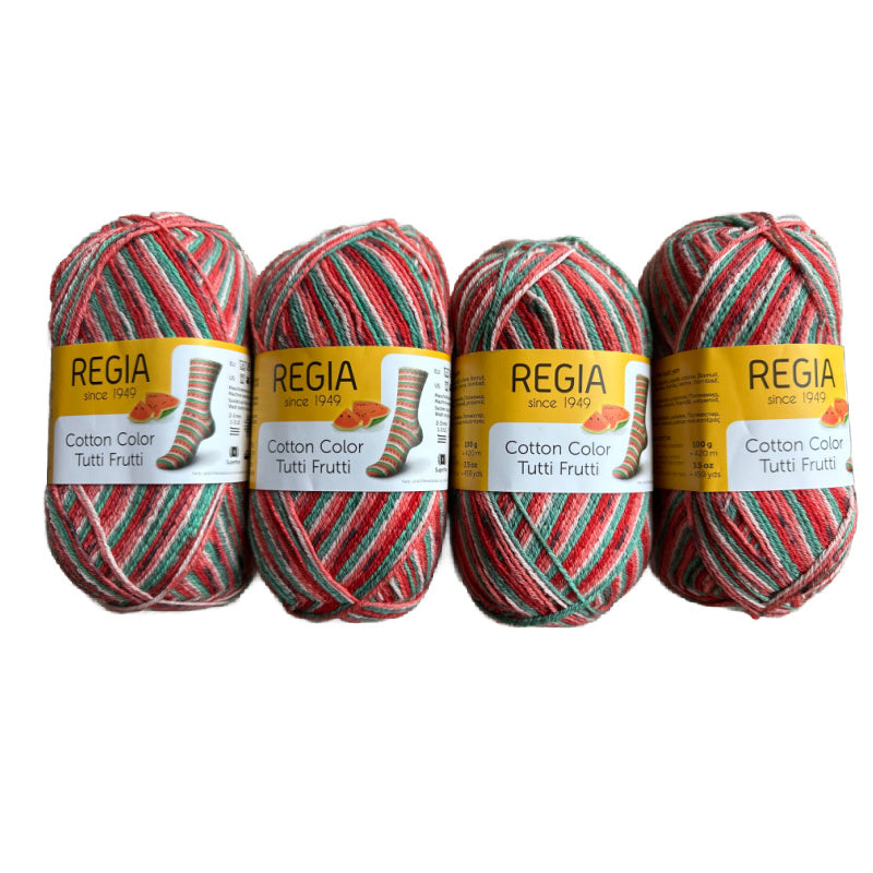 Regia Cotton Sock Yarn, Cotton Color Tutti Frutti II, 4 skeins one price