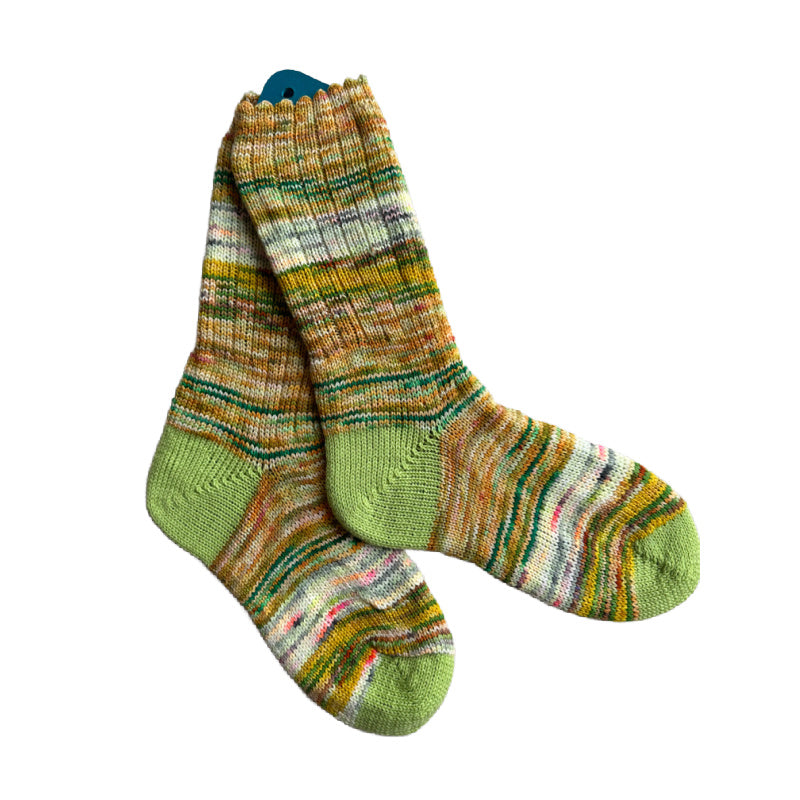 Unique ScrappyMerino Wool Socks with Scalloped Edge, Hand Knit Socks, Soft Socks for Women, One of a Kind Gift