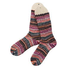 One of a Kind Socks Women, Handmade Striped Merino Wool Socks with Ribbed Edge, Hand Knit Socks, Soft Socks for Women, One of a Kind Gift