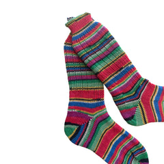 Striped One of a Kind Socks Women, Handmade Merino Wool Socks with Ribbed Edge