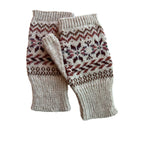 Fair Isle Fingerless Mittens imported wool yarn, stylish cold weather gloves gift