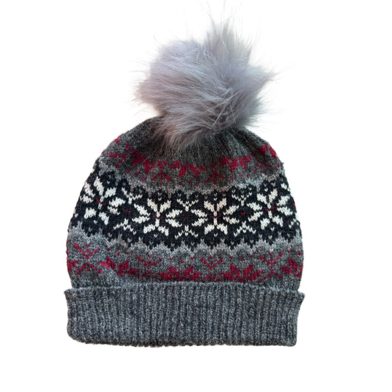 Fairisle Knit Hat, Warm Imported Wool Winter Beanie, Cozy Cold Weather Headwear, Handmade Gift for Him or Her