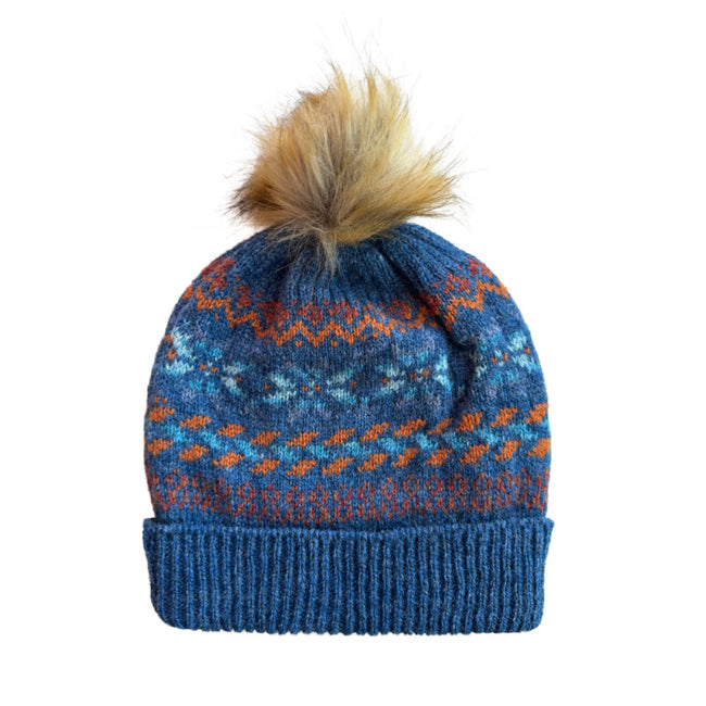 Fairisle Knit Hat, Warm Imported Wool Winter Beanie, Cozy Cold Weather Headwear, Handmade Gift for Him or Her Main Image