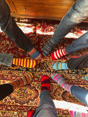 Handmade Striped Merino Wool Socks with Ribbed Edge | Hand Knit Socks | Soft Socks for Women | One of a Kind Gift | Cozy Wool Socks Women