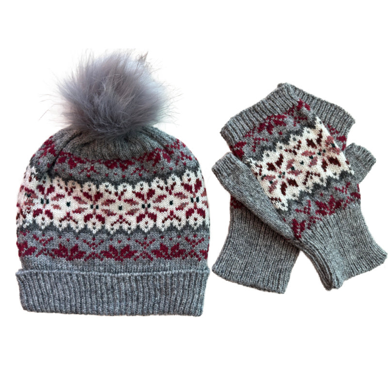 Fairisle Knit Hat, Warm Imported Wool Winter Beanie, Cozy Cold Weather Headwear, Handmade Gift for Him or Her