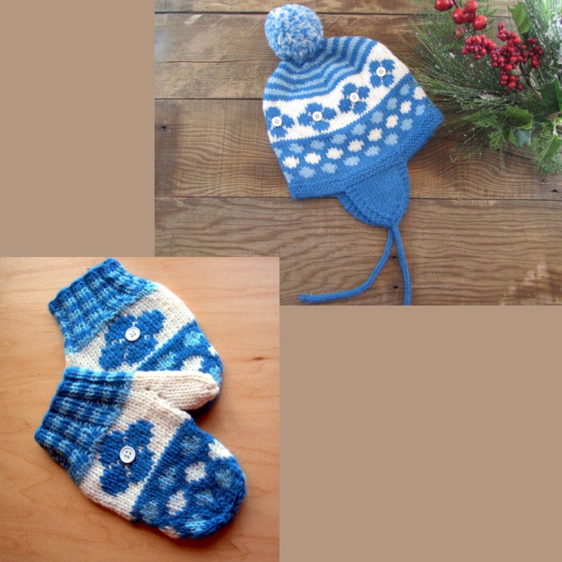 Child's Hat and Mitten Set, Knitting Pattern PDF
